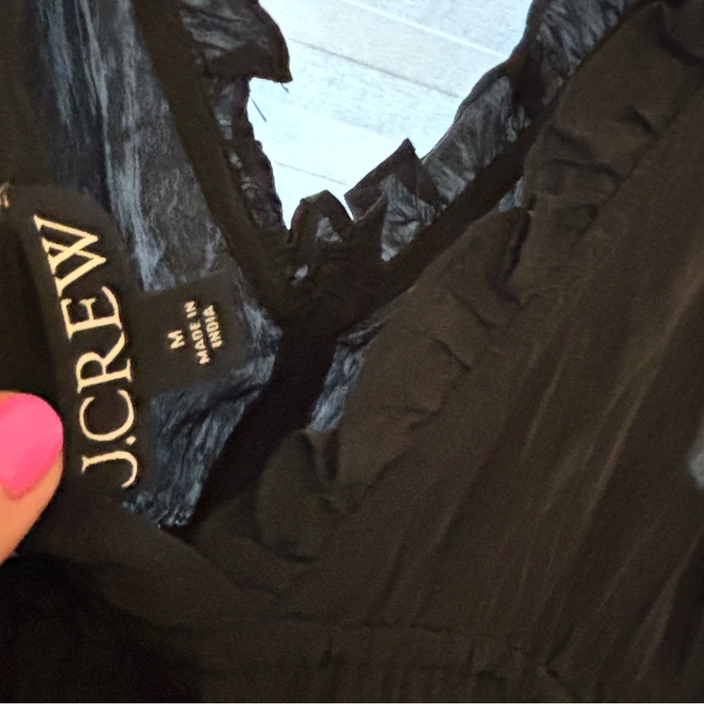 J. Crew Women's Palermo Dress in Viscose-Blend Crinkle Black Side Slit - medium - Picture 5 of 7